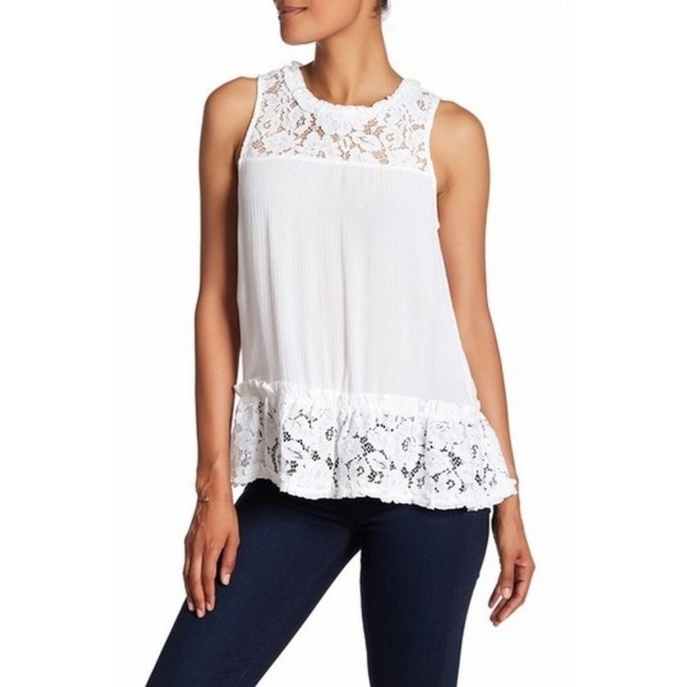 RO & DE White Lace Top Blouse‎ Size M